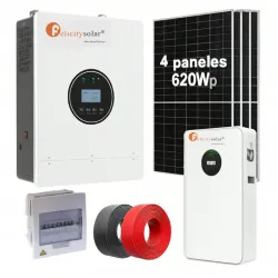 Sistema de 3KW 110v de alta frecuencia con 2.48 Wp en paneles solares y 5Kwh en acumulación 