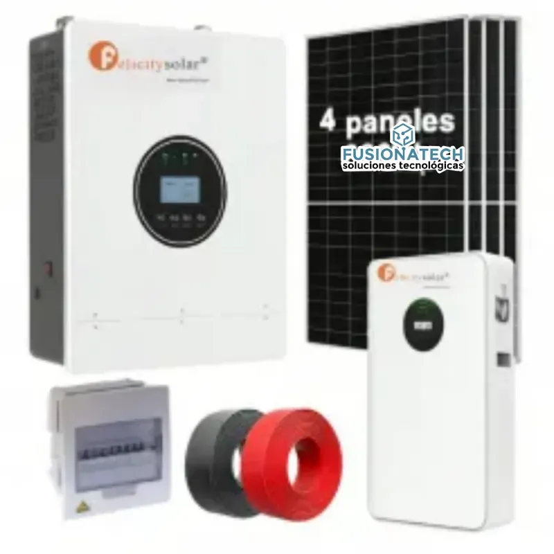 Sistema de 3KW 110v de alta frecuencia con 2.48 Wp en paneles solares y 5Kwh en acumulación