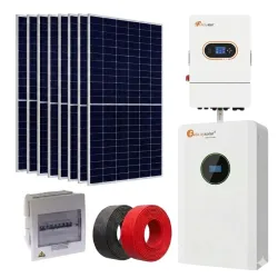 Sistema de 8kW 110V/220V de alta frecuencia con 6.1kWp en paneles solares y 8kWh en acumulación