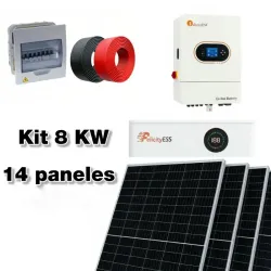 Sistema de 8KW 110V/220V de alta frecuencia con 8.68kWp en paneles solares y 20kWh en acumulación