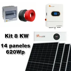 Sistema de 8KW 110V/220V de alta frecuencia con 8.68kWp en paneles solares y 20kWh en acumulación