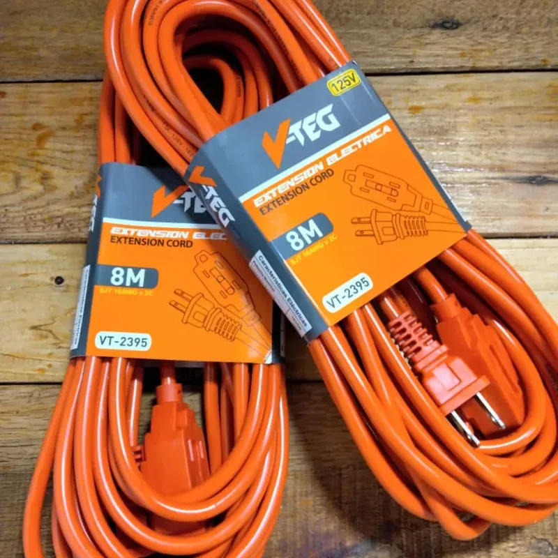 Extensión Eléctrica V-TEG de 8 metros de largo y 3 tomas 