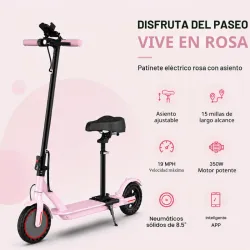 Carriola eléctrica para adultos / scooter 'Joyhis' con asiento desmontable Color: Rosa 350W Litio 36V/5.2Ah RIN 8.5' NUEVA EN CAJA.