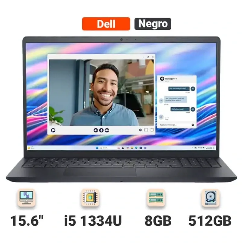 Dell 15 LDC15250-5434BLK-PUS Laptop 15.6" Full HD Táctil Intel i5 1334U 8GB RAM 512GB SSD Negro.
