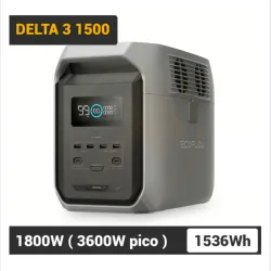 EcoFlow DELTA 3 1500 con 1536Wh, 1800W - Pico 3600W, Carga Rápida y Batería LiFePO Estación de Energía Portátil