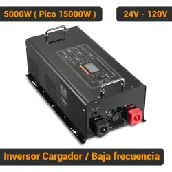 Inversor Cargador VEVOR 5000W 15000W Pico Baja Frecuencia 24V a 120V Onda Pura Con Control Remoto Off Grid Negro