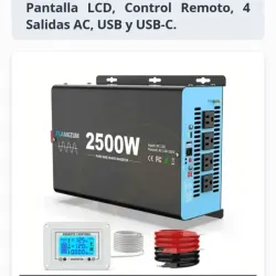 🔌 Inversor Puro 2500W (Pico 5000W) con Pantalla + Control Remoto