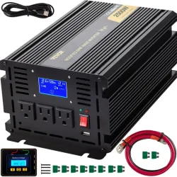 Inversor VEVOR 2500W 5000W Pico Onda Modificada 12V a 120V Con Control Remoto Pantalla LCD Para Auto RV Negro
