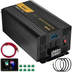 Inversor VEVOR 3500W 7000W Pico Onda Pura 12V a 120V Con Control Remoto Pantalla LCD USB GFCI Para RV Solar Negro
