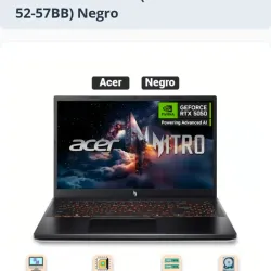 Laptop Acer Nitro V Gaming 15.6" FHD 165Hz Core i5-13420H RTX 5050 16GB 512GB SSD (Modelo: ANV15-52-57BB) Negro