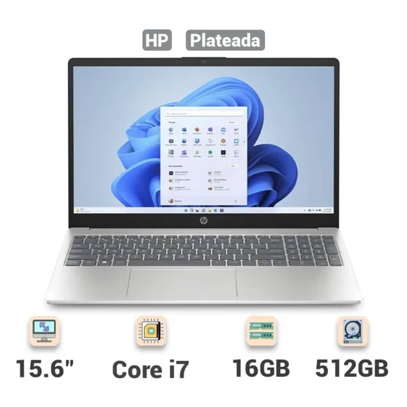 Laptop HP - 15.6" Full HD Táctil, Intel Core i7 1355U (Modelo: 15-fd0127dx) 16GB Ram, 512GB SSD - Plateada (Nuevo)