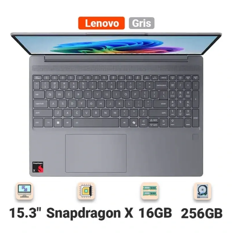 Lenovo IdeaPad Slim 3x 83N30000US Copilot+ PC 15.3" Táctil Snapdragon X 16GB RAM 256GB SSD Luna Gris