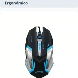 Mouse Gamer Unno Tekno Brave Óptico 7D Multicolor LED DPI Ajustable 800–2400 Cable Trenzado Ergonómico