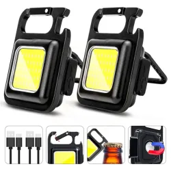 Pack de 2 Uds de Linterna Llavero Recargable de Bolsillo Portátil, Saca Chapas. 800 lúmines