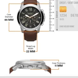Reloj FOSSIL plataforma GRANT MOD. FS4813 Cronógrafo Caja 44mm CUARZO JAPONÉS Manillas cuero auténtico color marrón NUEVO EN CAJA.