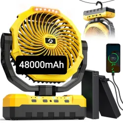 Ventilador recargable portátil AVAVO 48000mAh (Hasta 127Hrs uso continuo) Luz LED y mando a distancia, POWER BANK Nuevo en caja.
