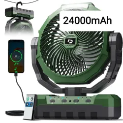 Ventilador recargable portátil FRIZCOL 24000mAh (Hasta 60Hrs uso continuo) Luz LED y mando a distancia, POWER BANK, Nuevo en caja.