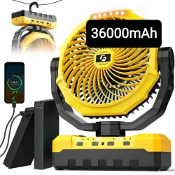 Ventilador recargable portátil KORBOT 36000mAh (+ 120Hrs uso continuo) Luz LED y mando a distancia, POWER BANK Nuevo.