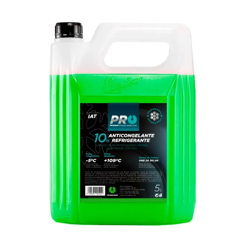 Agua anticongelante y refrigerante al 30% y 10%