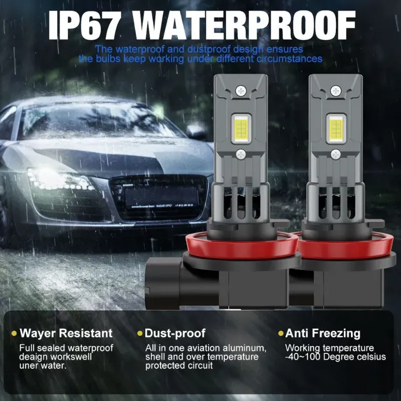 Bombillos LED sockets: H11, HB3 y HB4 en forma de L.