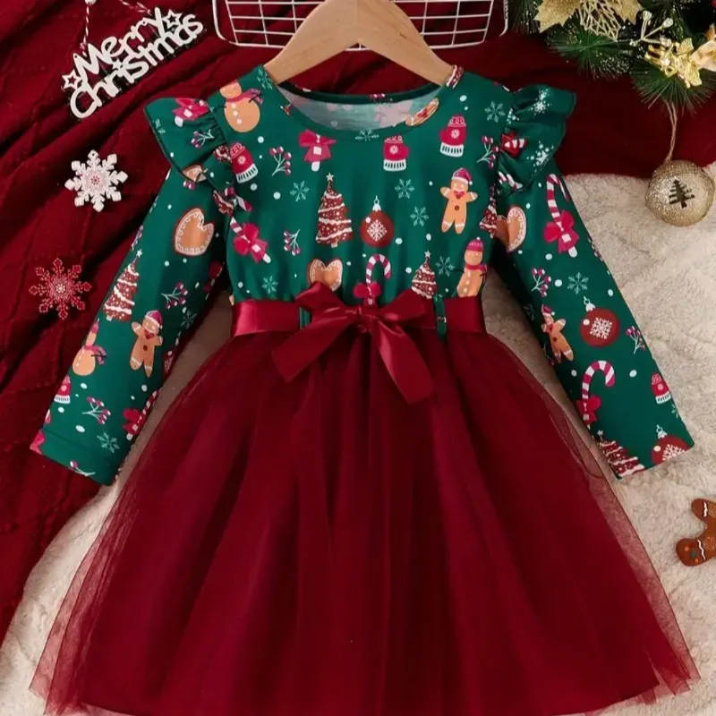 Bata de copos de nieve y árbol de Navidad