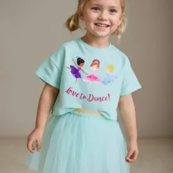 Camiseta de cuello redondo con Falda de malla