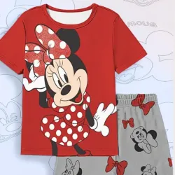 Camiseta de Mangas Cortas estampado de Minni con Pantalones Cortos