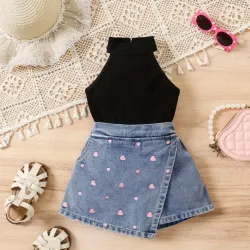 Top con Falda cruzada de mezclilla