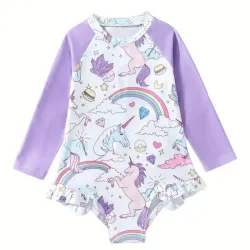 Traje de baño de unicornio arcoíris mono para niñas 