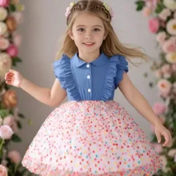 Vestido de Fiesta Princesa para Niñas - Mezclilla 