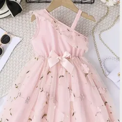 Vestido de flores bordadas casual para niñas