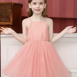 Vestido de Tul con Malla para  Niñas 