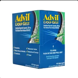 Advil LiquiGel Dispenser, analgésico en cápsulas líquidas, 25 sobres de 2 unidades