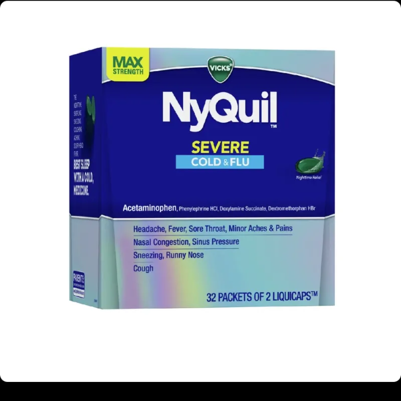 NyQuil Severe Cold & Flu, dispensador de alivio para resfriado y gripe 32 x 2 packs