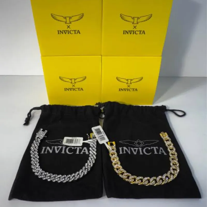 Pulsera Invicta 80938 cadena plateada con estilo iced out