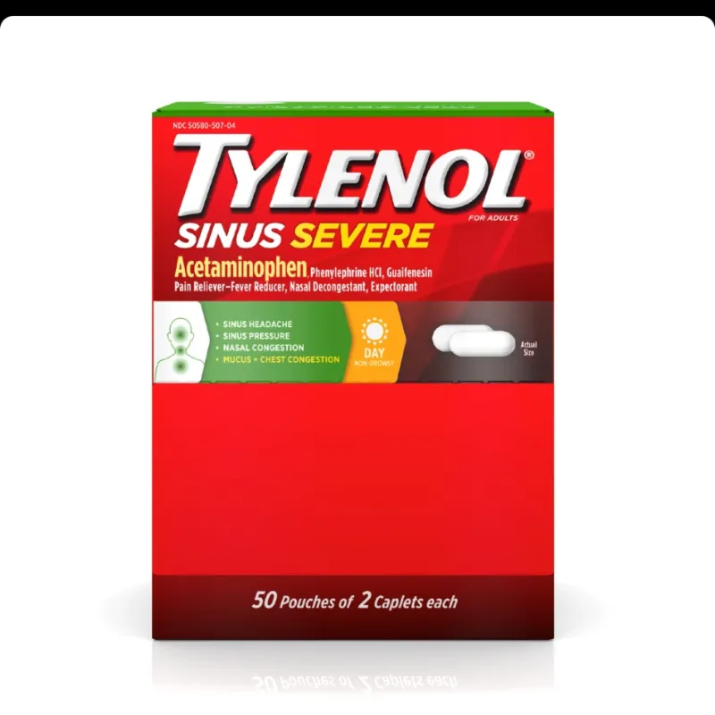 Tylenol Sinus Severe, alivio para sinusitis y congestión, dispensador de 50 capletas