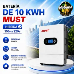 🔋 BATERÍA MUST 10 kWh (LiFePO4) ⚡ Datos principales Capacidad real: ≈ 10.24 kWh �  Voltaje nominal: 51.2V �