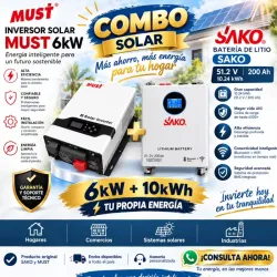 Combo  Inversor must de 6kw  Batería Sako de 10kw