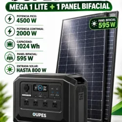 Combo  Panel Bifacial de 595w  OUPES Mega 1 lite de 2000w