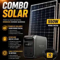Combo Solar:☀️ (1200 USD) -Ecoflow Delta 3 Plus -Panel de 550w  -Cable 10 metros
