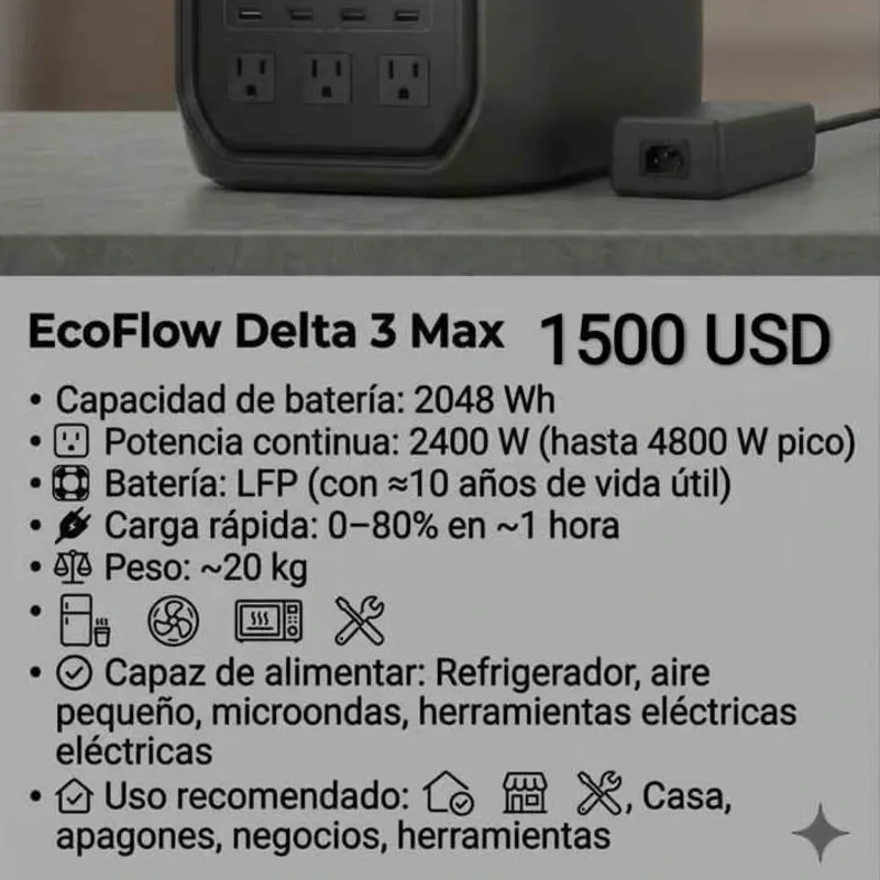 Estación ecoflow Delta 3 max* 2048 wh