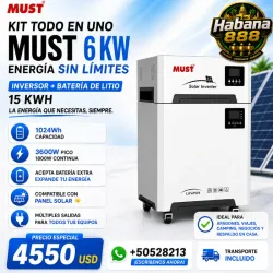 Inversor must 2 en 1  Inversor 6 kw  Bateria 15 kwh