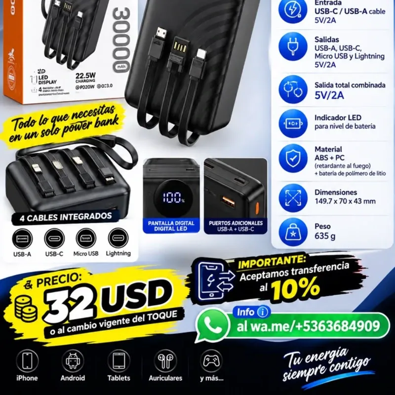 J146B powerbanck 30 mil miliamperes