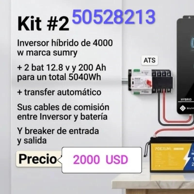 Kit #2: Total 5120 w/h Con posibilidad de poner 4 paneles de 500 w/h ( OJO no trae paneles)