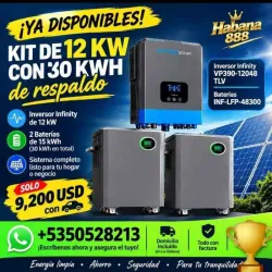 Kit de 12 kw con 30 kwh de respaldo
