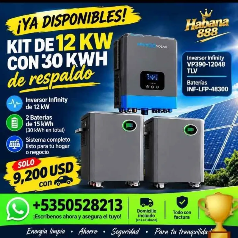 Kit de 12 kw con 30 kwh de respaldo