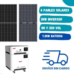 ☀️Kit de 3 kw todo en uno con 4 Paneles solares bifaciales 600 Wats