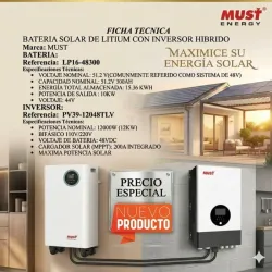 Kit solar Inversor must de 12 kw  Bateria 15 kwh