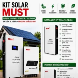 Kit Solar MUST  Batería de 10.24kWh + inversor bifásico 6 kW
