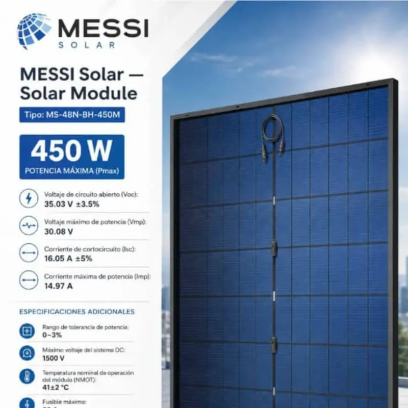 Panel de 450w MESSI Cable 10 metros para paneles solares